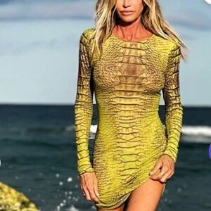 Ramona LaRue Paris crocodile Patterned long Sleeve Mini Dress (mash)